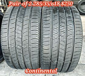 Pair of 2 continental tires 285/35/r18 ‼️ free instalation and balance ‼️