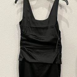 Ellie Tahari Black Silk Satin Tank Scoop Neck Blouse With Satin Skirt