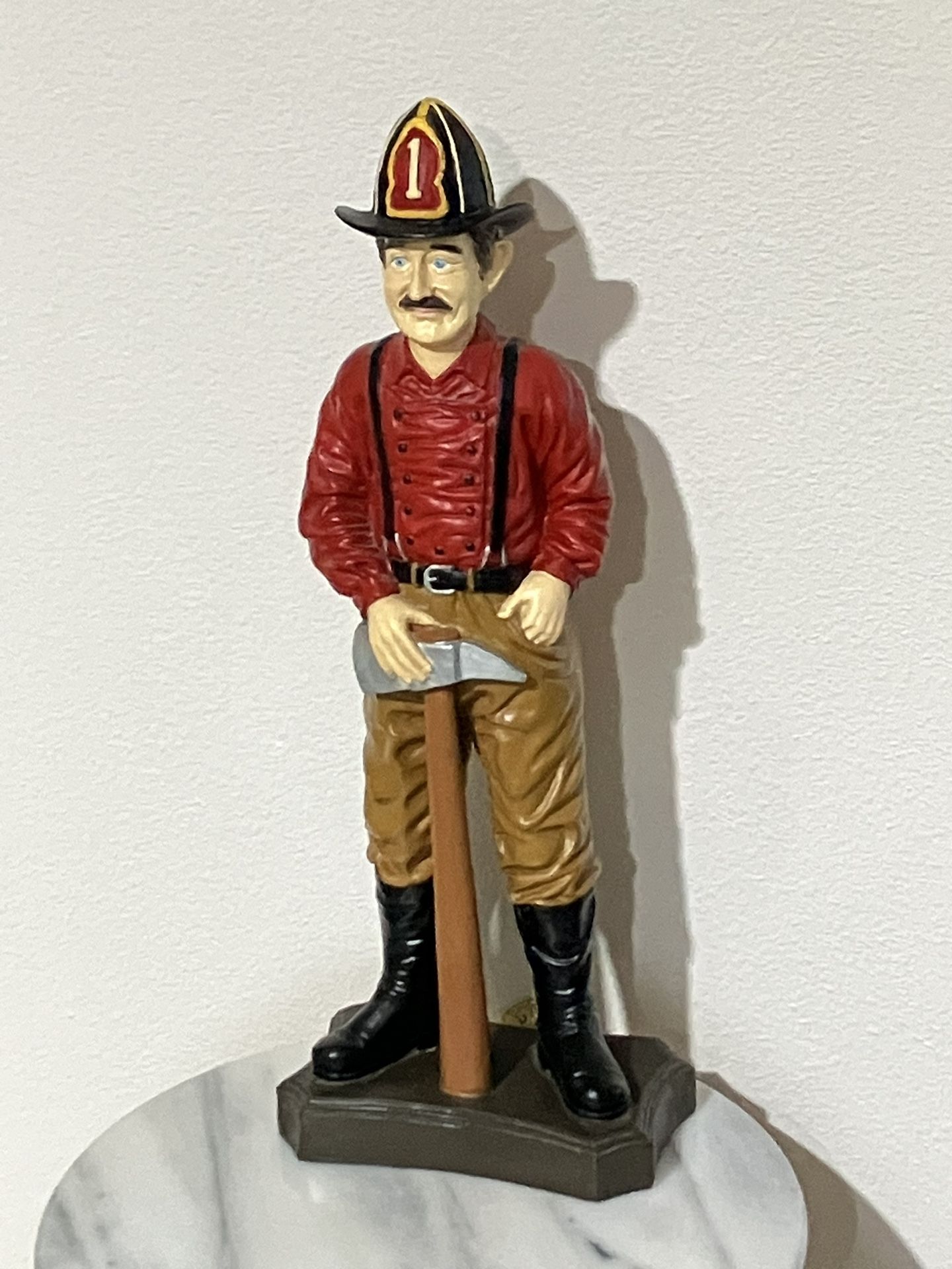 Vintage Fireman Firefighter 17.25" Statue Sculpture Fire Department