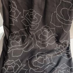 Black And Silver Shower Curtain With Hooks