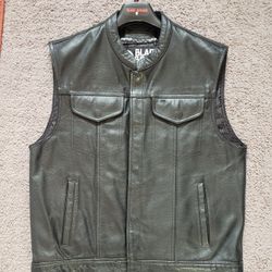 Motorcycle Leather Vest Medium Black Brand