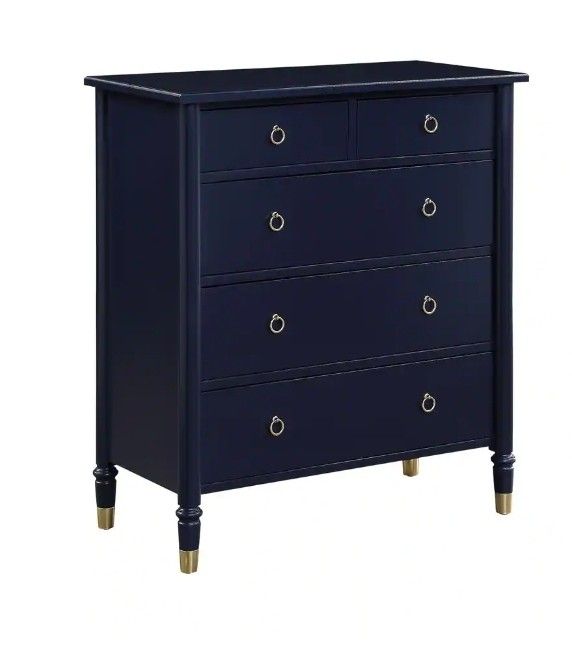 Jillian 5 Draw Midnight Blue Chest Of Drawers