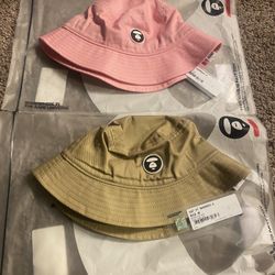 AAPE Bathing Ape Bucket Hats “Pink & Beige” Size Medium