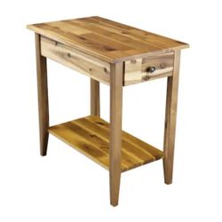 Solid Acacia Wood 23 in. Natural Recliner End Table