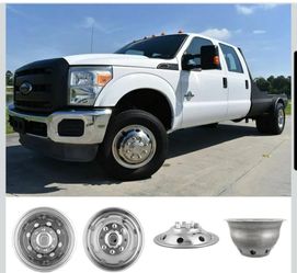 16 Inch Dually Wheel Simulators 8 Lug Stainless Steel Hubcaps Ford F350 E350 E450