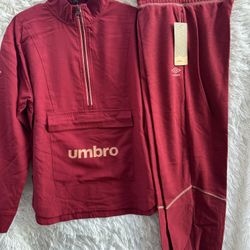 Girls New Umbro Burgundy Activewear Set Windbreaker with pants set 
