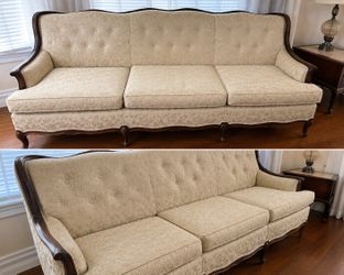 Sofa (Vintage Solid Wood Sofa & Matching Accent Chair – Excellent Condition)