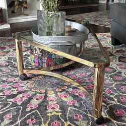 Brass Rolling Nesting Coffee/end Table
