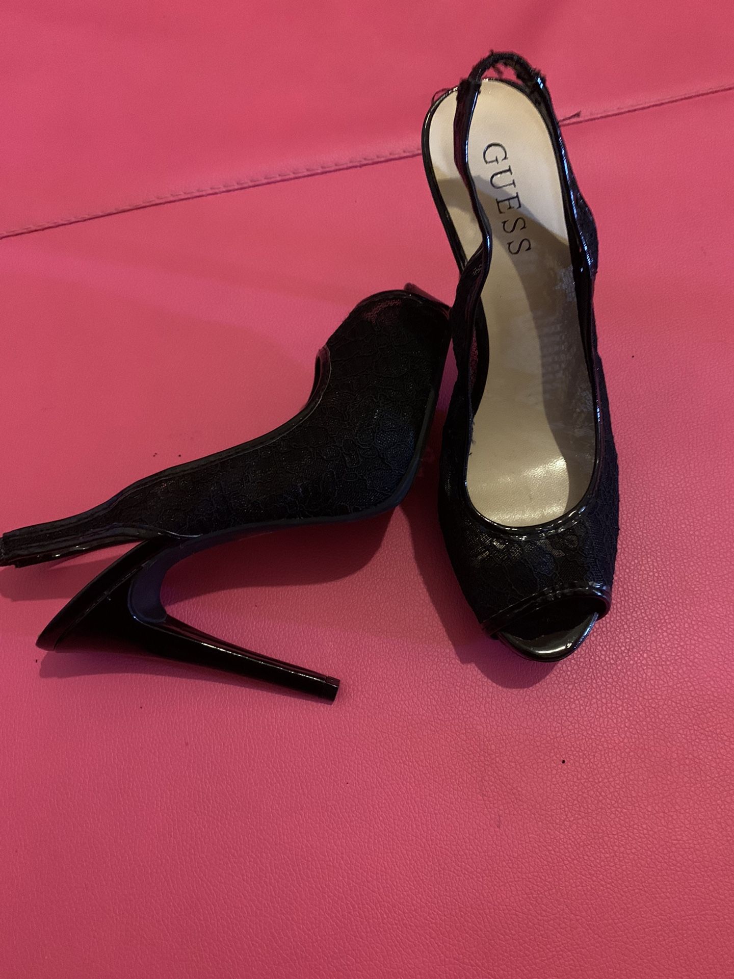 Guess Black Lace Heels Size 7