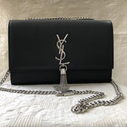 Authentic YSL Yves Saint Laurent Silver Buckle Crocodile Temperament Women's Bag Travel Evening 