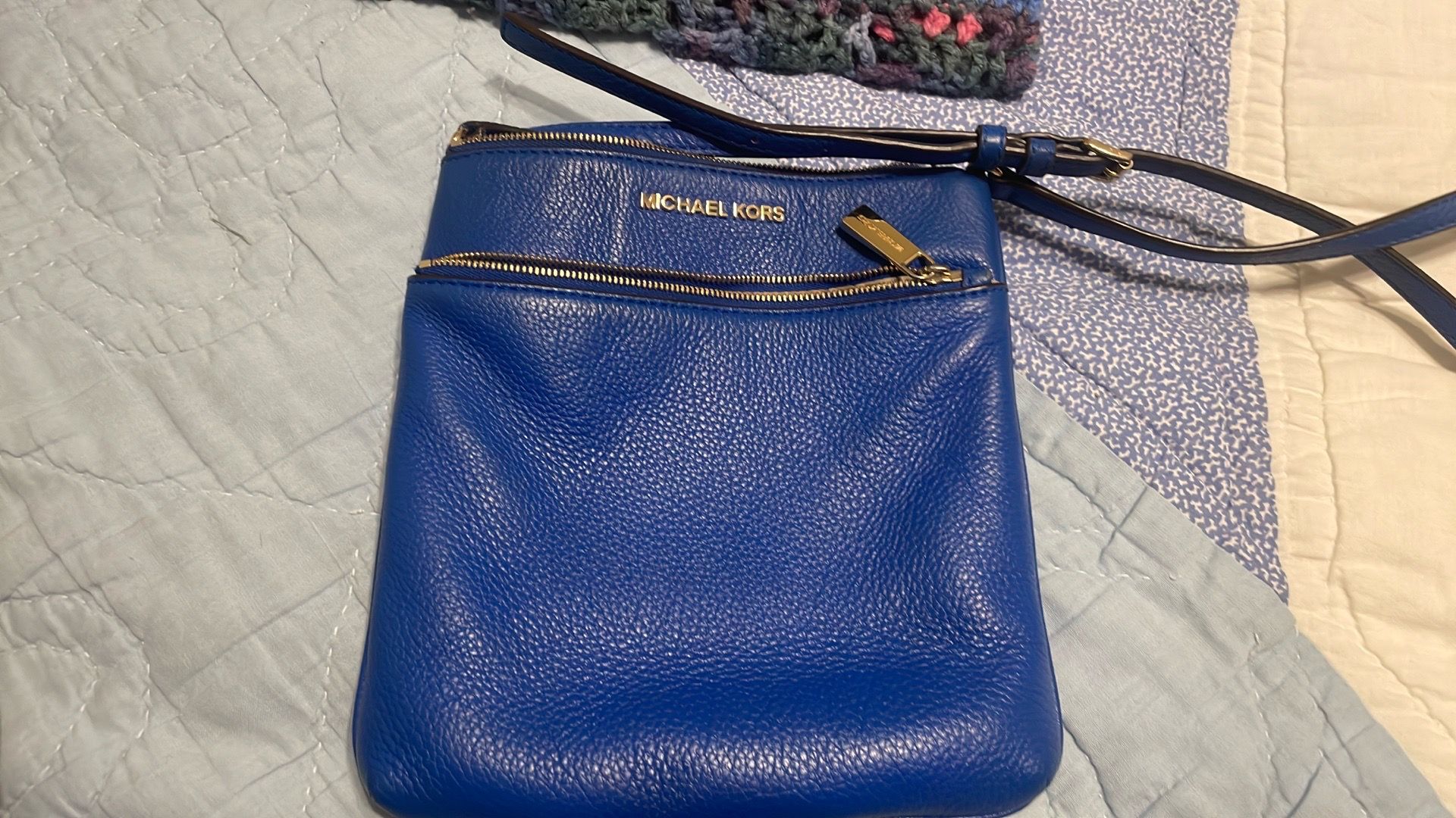 Real blue Michael Kors leather purse