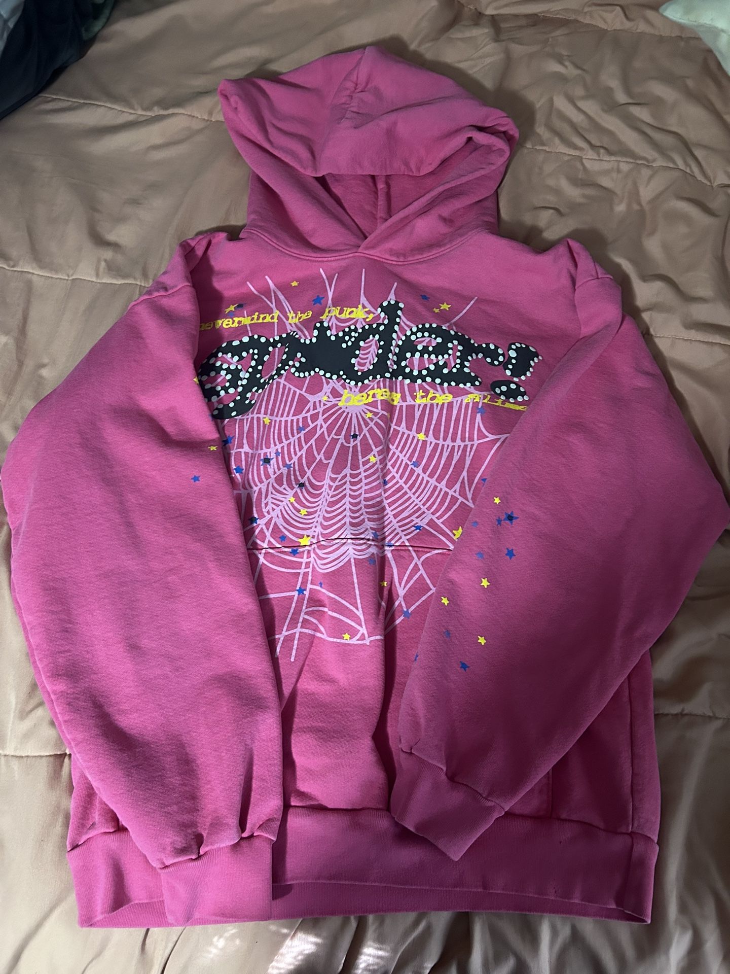 Mans Spider Pink Hoodie Size L