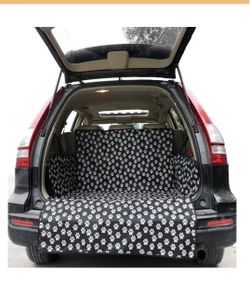 Dog Car Seat Cover – Black with White Paw Prints