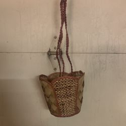 Hanging Fiber Plant Holder Red Maroon