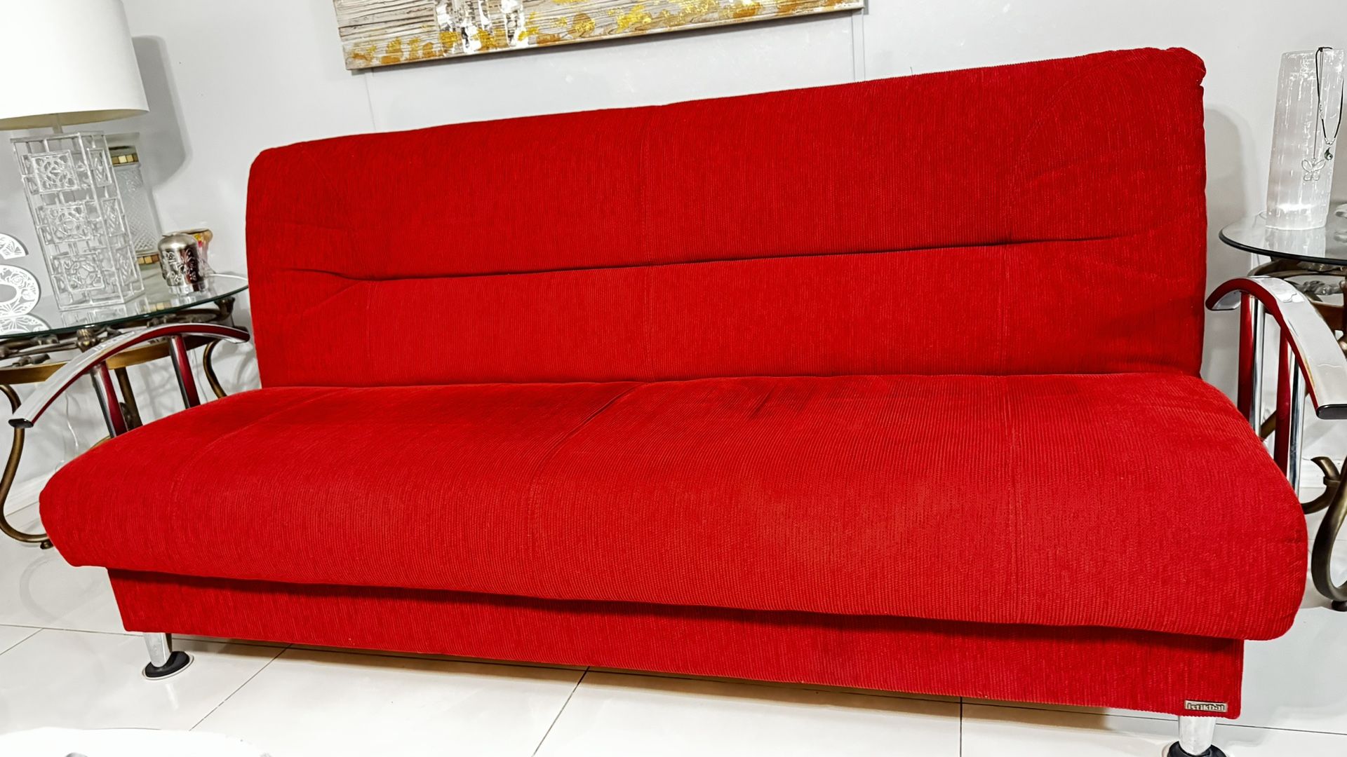 Gorgeous Red Futon (turns Into Bed, Storage Space)