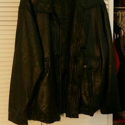Leather bomber jacket  (Marine )