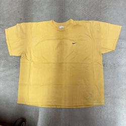 Vintage Nike Center Swoosh T-Shirt Mustard Yellow Embroidered Men's Size 3XL