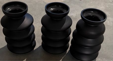 3 modern black vases