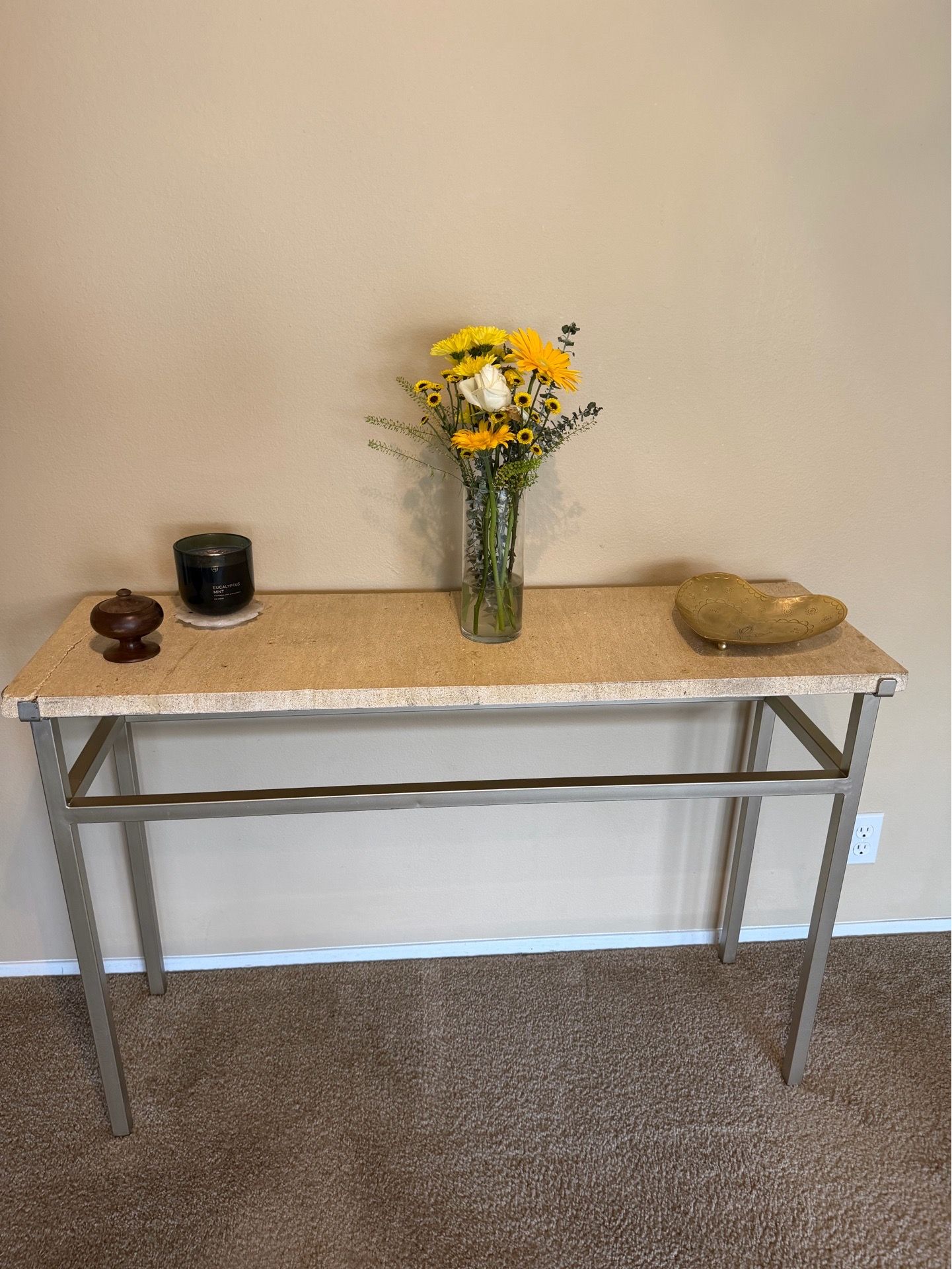 Modern Stone Top Console / Entryway Table (Heavy & Sturdy)