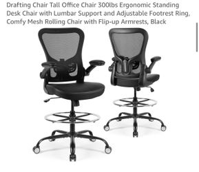 Tall Drafting Chair with Footrest Ring, Black