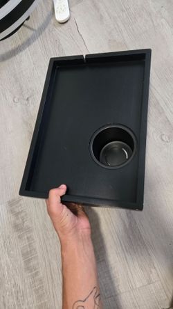 Clamp-On Chair Side Tray with Cup Holder – Black
