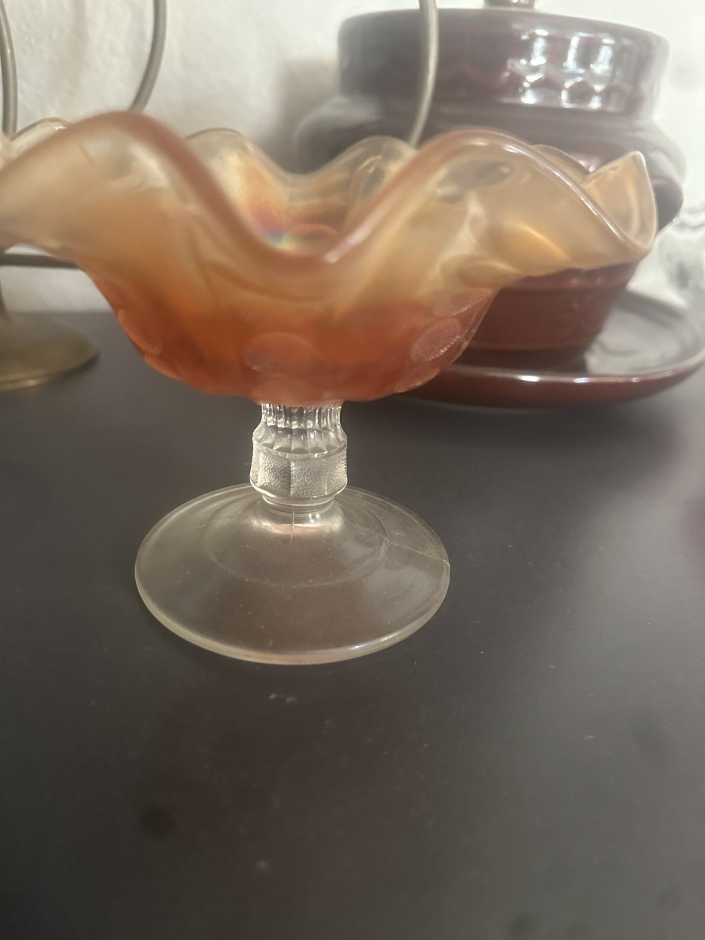 Vintage carnival glass candy dish