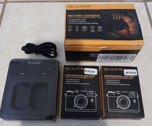 QUALPOW Battery Charger + 2 NP-FZ100 Batteries for Sony Alpha