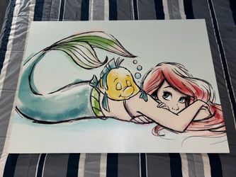 Disney Ariel Flounder canvas art Hobby Lobby