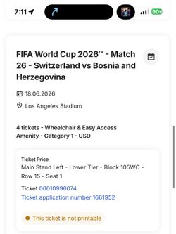 World Cup Tickets Switzerland vs Bosnia Herzegovina
