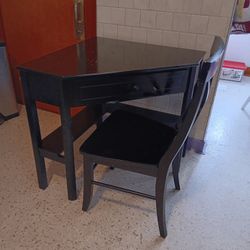 Black Wooden Desk and Chair Set