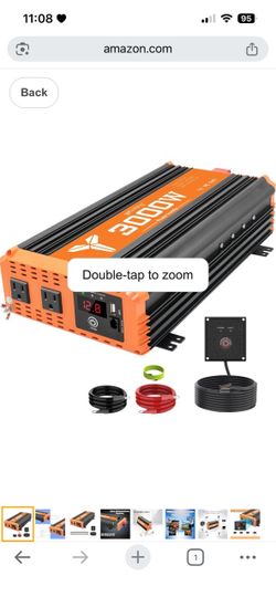 3000W Inverter 12V DC to 110V AC Converter for Home RV, Truck, Off-Grid Solar Power Inverter with Built-in 5V/2.1A USB, AC Hardwire Port, Remote Contr