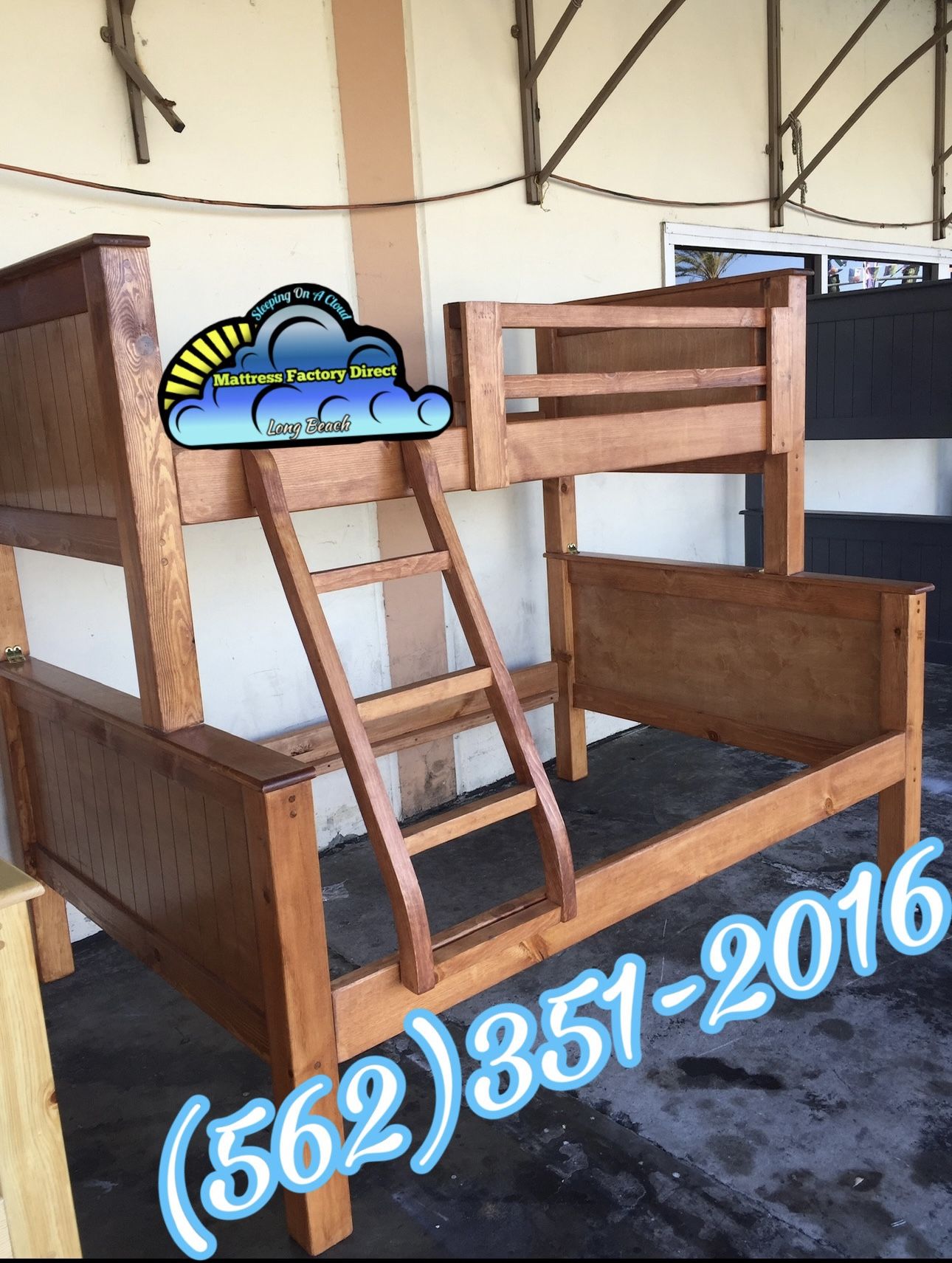 Twin Full Oak Bunk Bed With Mattresses Colchones Nuevos
