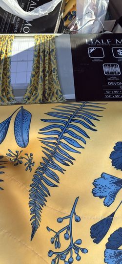 Half Moon Room Darkening Curtain Panels Yellow Blue