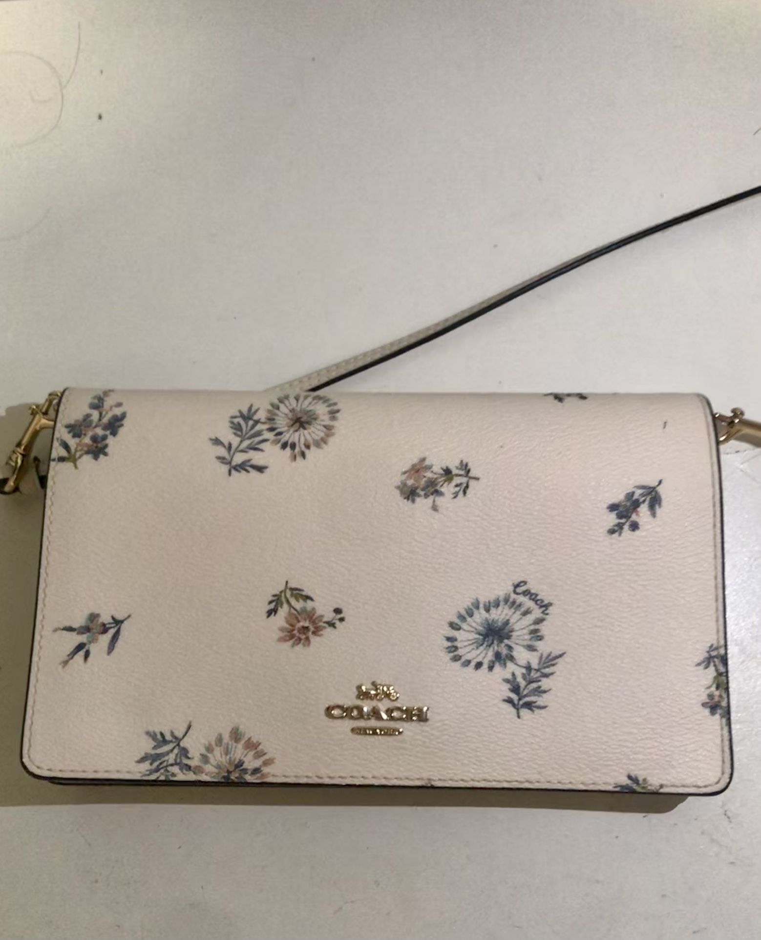 Coach Anna Foldover Crossbody Clutch with a Dandelion Floral Print