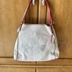 New Coach Canvas Tote Bag with Orage Trim  and Hore Carige Logo