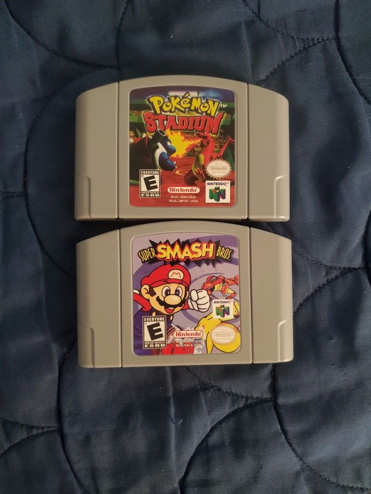 Pokemon Stadium 1 And Super Smash Bros Nintendo 64 Video Game Cartridge