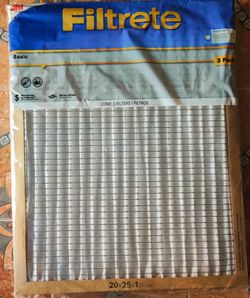 NEW 3M Filtrete Basic Air Filter 20x25x1, 3-Pack