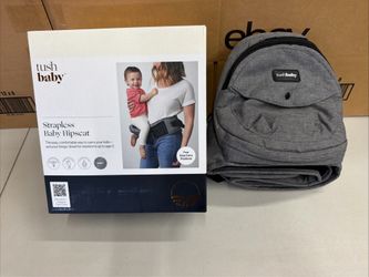 Tushbaby Strapless Hip Seat Baby Carrier - Grey - Four Easy Carry Positions -EUC