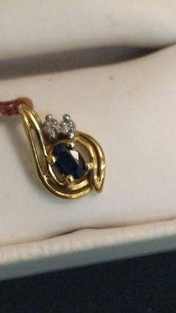 14K SAPPHIRE AND DIAMOND PENDANT