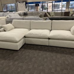 Cream White Feather Cloud Sectional 