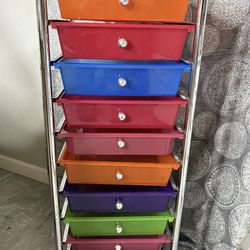 Multicolor 10 drawer organizer cart
