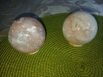 Pink Amethyst/Flowers Agate Spheres w/ stands