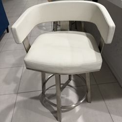 White Leather Swivel Bar Stools For Sale(AdStillUpStillAvail-loop202&Elliot)