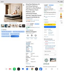 NEW RsnuLpocv King 14" Hybrid Mattress – Medium Firm – Memory Foam & Pocket Springs