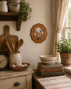 Folk Art Wooden Wall Hanging Give Us This Day Our Daily Bread