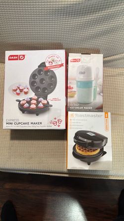 3 Mini Kitchen Appliances – Cupcake Maker, Waffle Maker & Ice Cream Maker