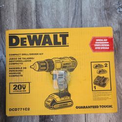 New DEWALT DCD771C2 20V MAX Li-Ion 1/2 in. Cordless Drill / Driver Kit (1.3 Ah) (BRAND NEW FACTORY SEALED)