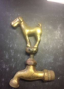 🤩VINTAGE BRASS DOG WATER FAUCET🤩!! SOLID BRASS!! WILL NEED RECONDITIONING!!! 1950’s OR EARLIER!!
