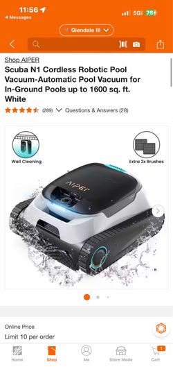 Shop AIPER Scuba N1 Cordless Robotic Pool Vacuum-Automatic Pool Vacuum for In-Ground Pools up to 1600 sq. ft. White