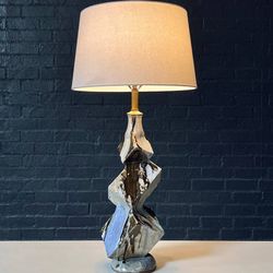 Mid-Century Brutalist Studio Ceramic Table Lamp w/ Sculptural Glazed Form, c.1960’s - Delivery Available 